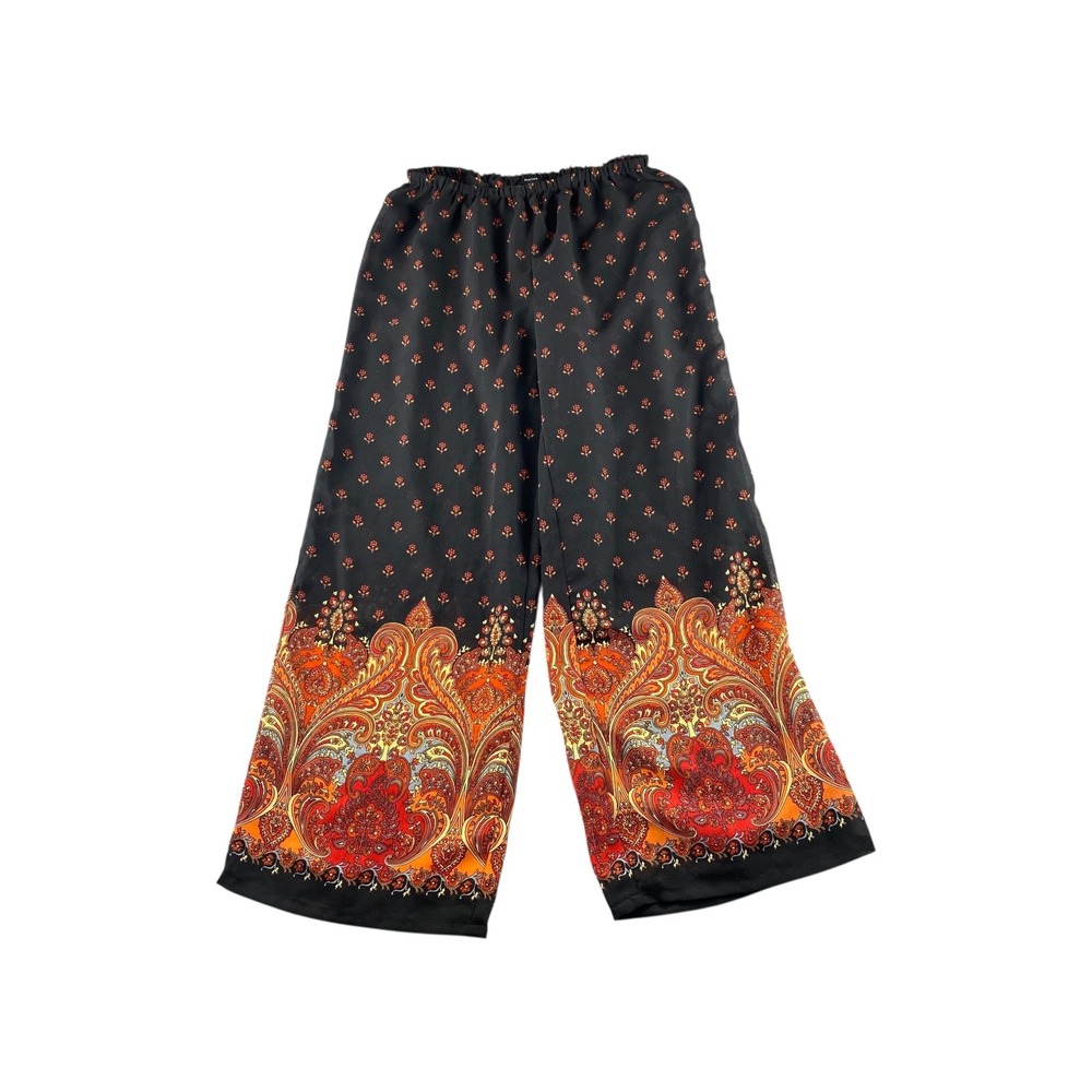RAVIYA Palazzo Pants Wide Leg Paisley Print Boho‎ Festival Elastic Waist M